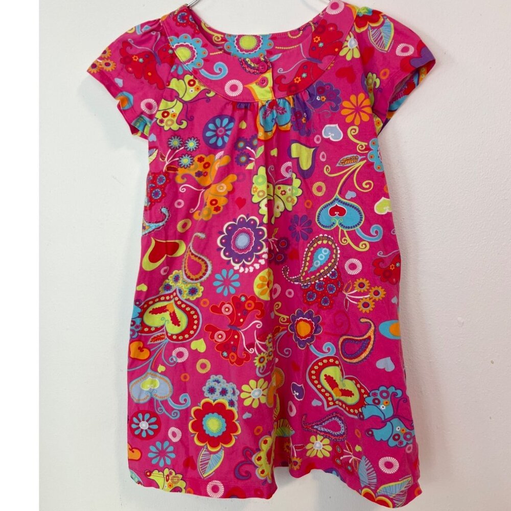 Hanna Andersson 6X/7 Pink Floral Ditzy Paisley Colorful Summer Dress
